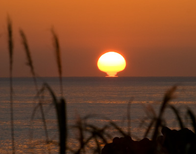 きたー、だるま夕日