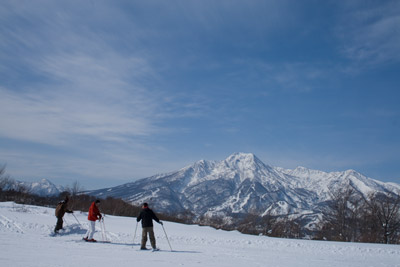 スキーヤーも一息