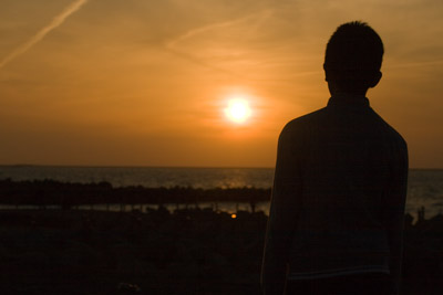 お帰りなさい日本海に沈む夕日