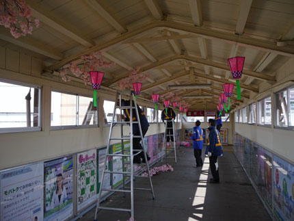 高田城百万人観桜会のピーアール飾り