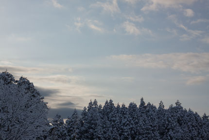 雪景色の朝焼け