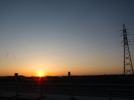 綺麗に夕日