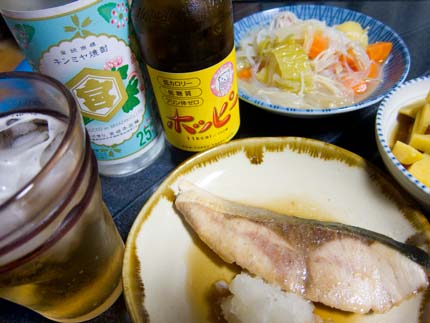 健康的にカロリーの少ないキンミヤ焼酎をビール仕立てにホッピーで割る