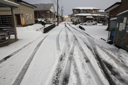 1月11日(水)、高田観測所記録　降雪量11cm積雪量10cm