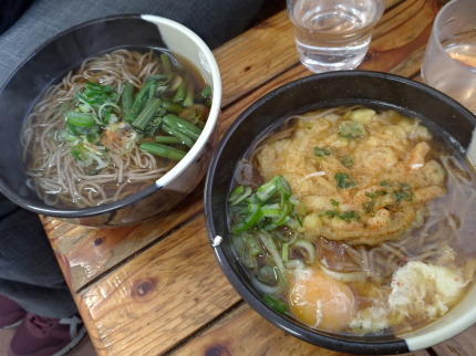 特上かき揚げ玉子そば４９０円税込と特上山菜そば４９０円税込