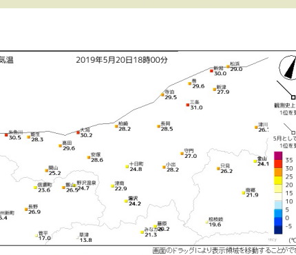 最高気温が30度を超えました