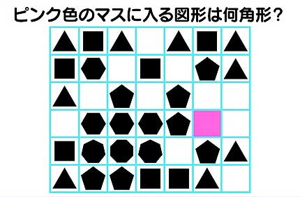 ピンク色のマスに入る図形は何角形？