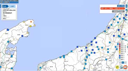 石川県能登地方でマグニチュード５．１の地震