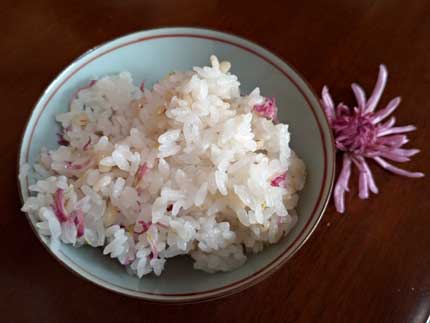 食用菊おもいのほかで混ぜご飯