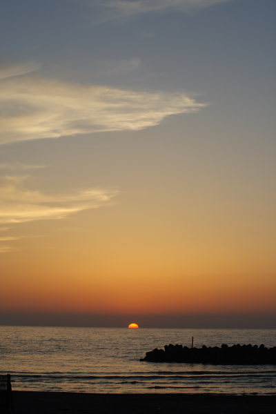 沈みかけの夕日